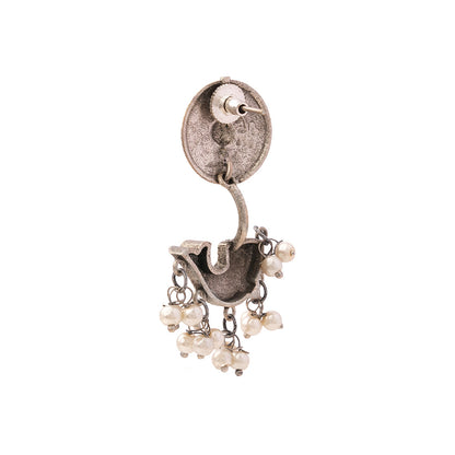 Jalpari- Silver Brass Pearl dangler earrings