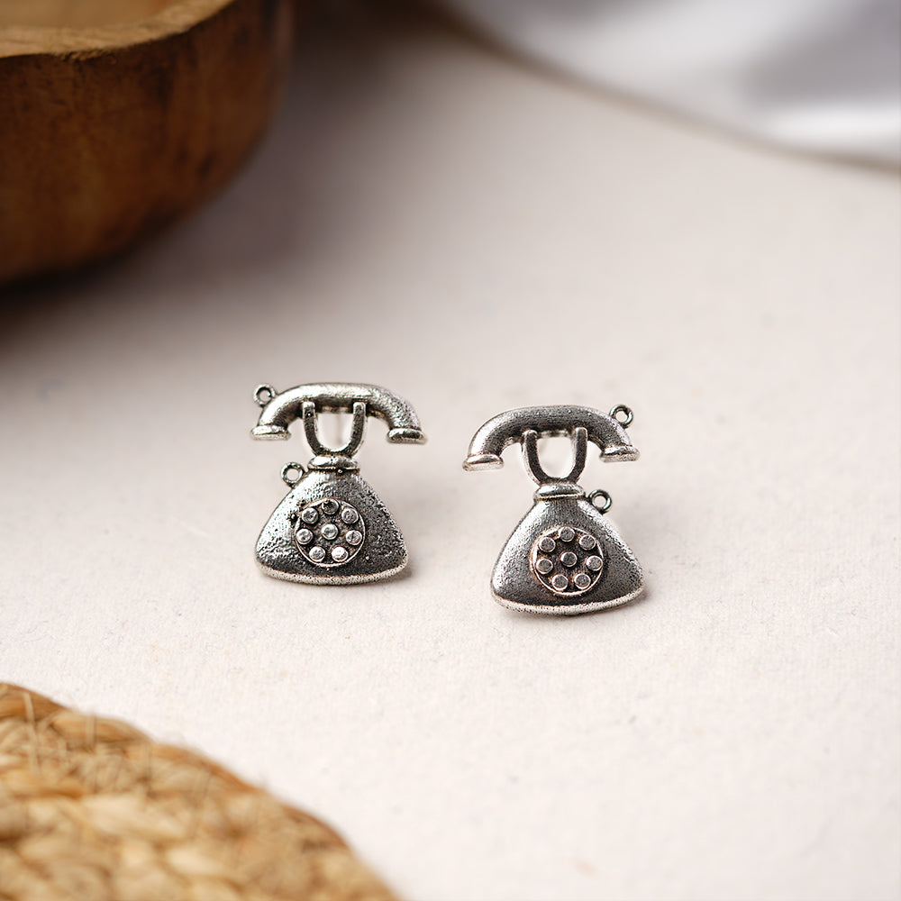BaatCheet- Silver Brass oxidised stud earrings