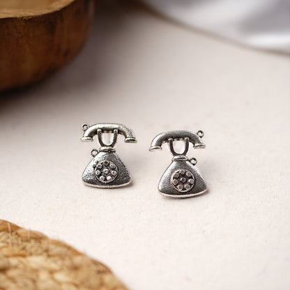 BaatCheet- Silver Brass oxidised stud earrings