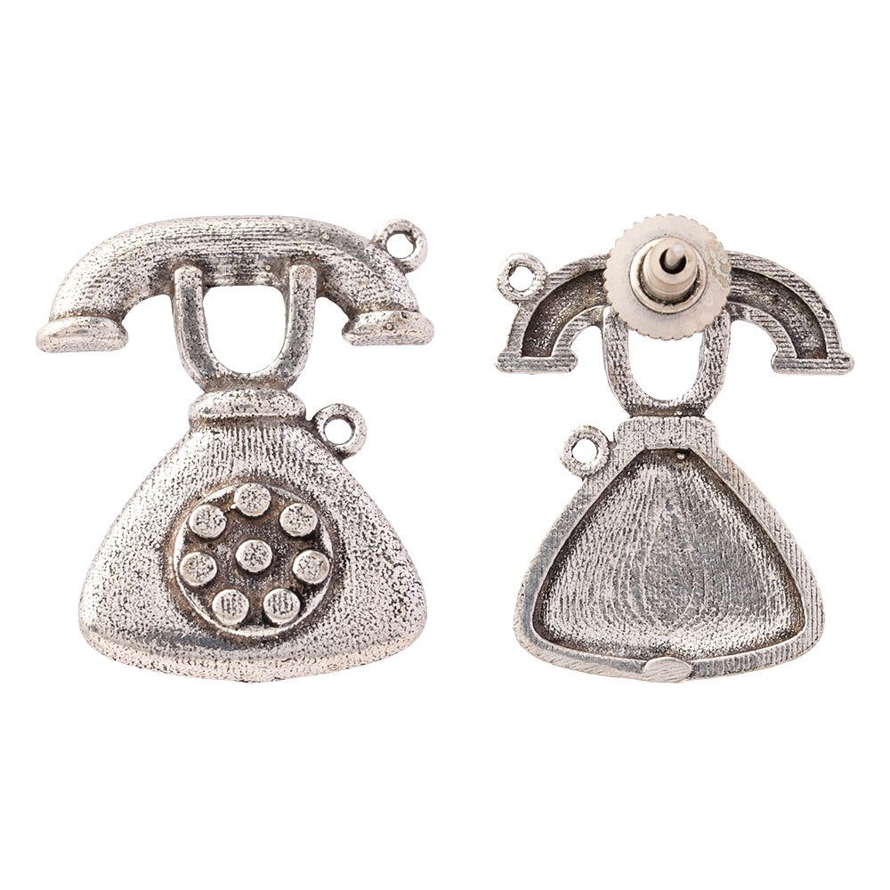 BaatCheet- Silver Brass oxidised stud earrings