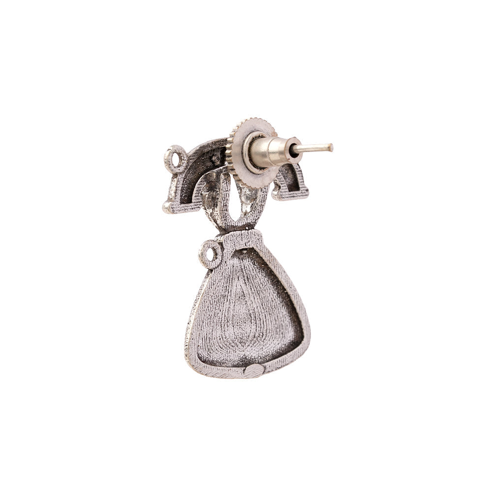 BaatCheet- Silver Brass oxidised stud earrings