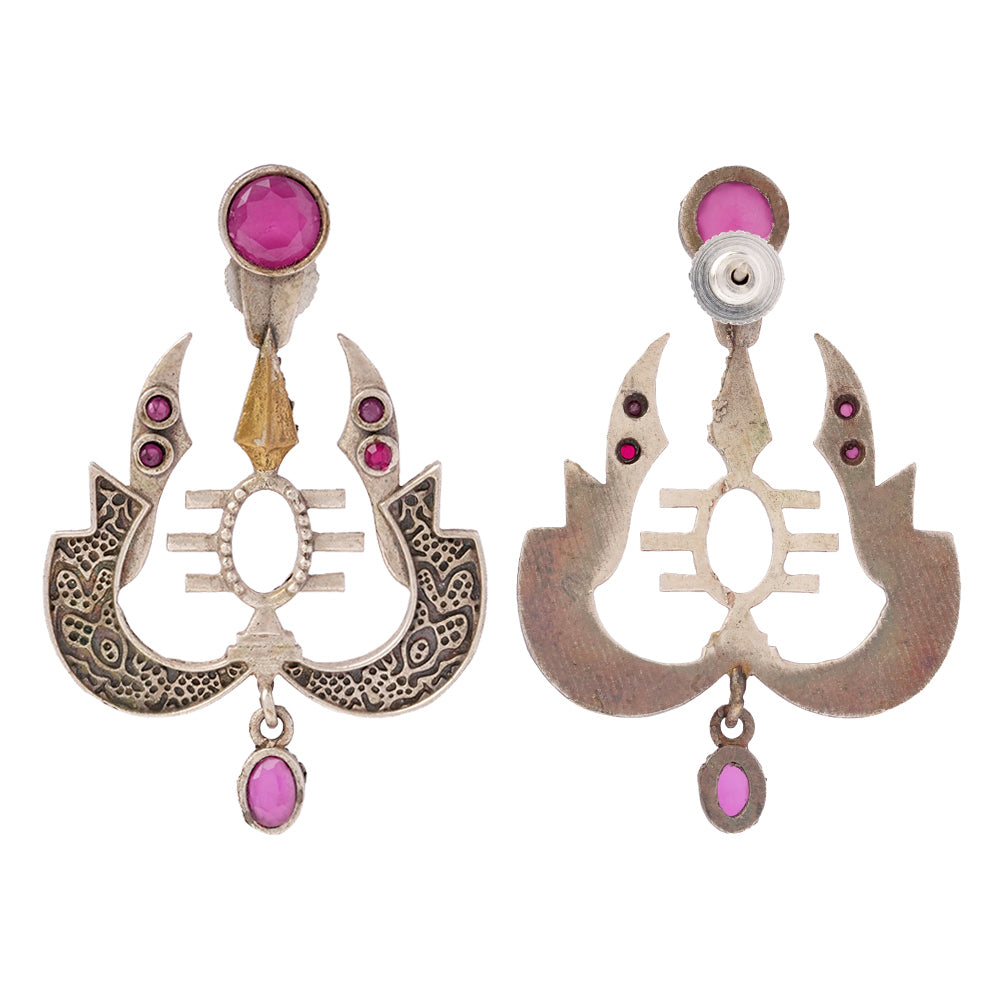 Shivangi- Silver Brass Oxidised dangler earrings