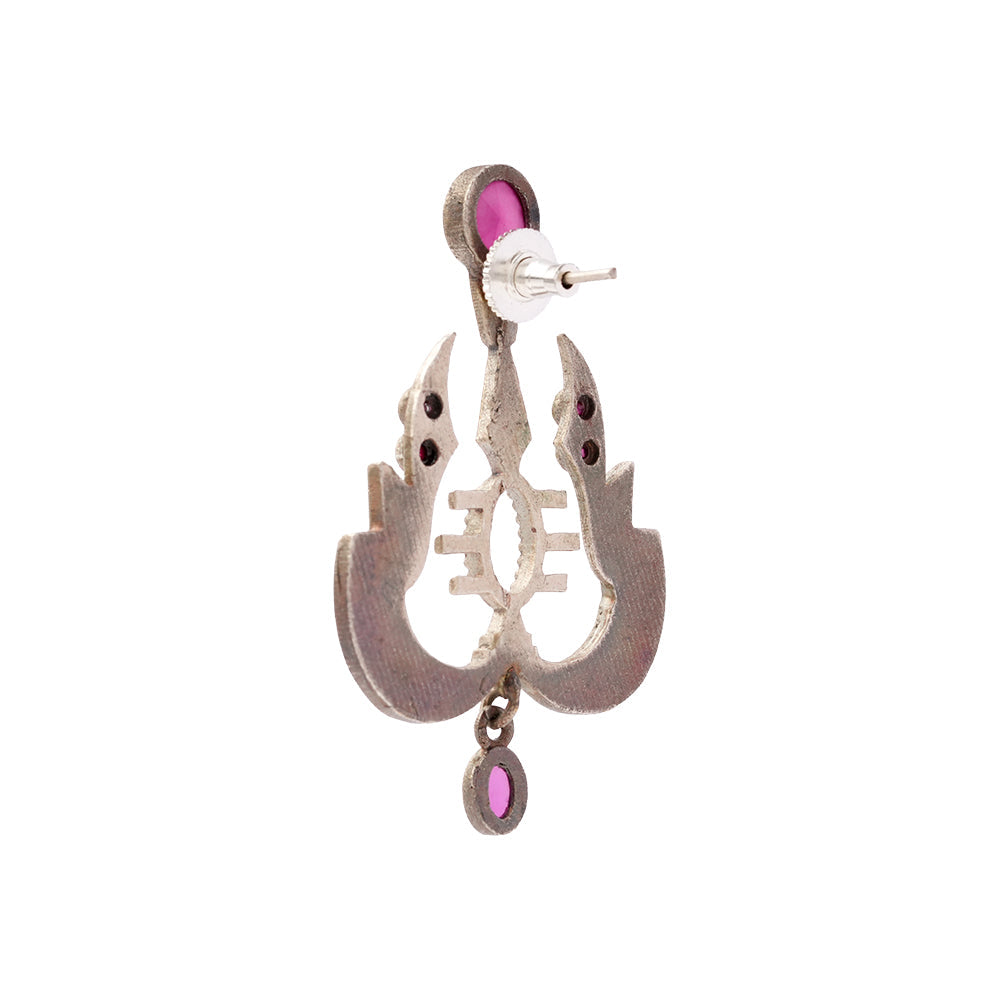 Shivangi- Silver Brass Oxidised dangler earrings