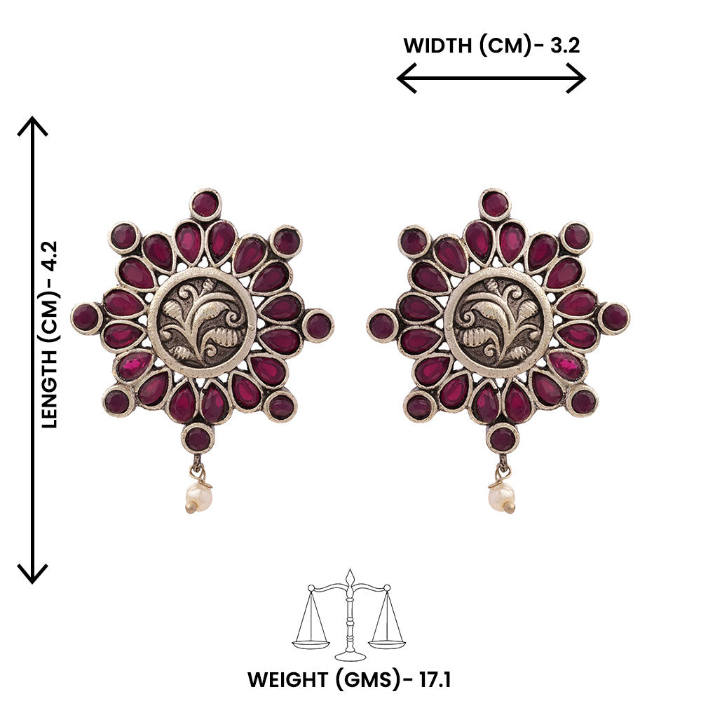 Naadini- Silver Brass Pearl stud earrings