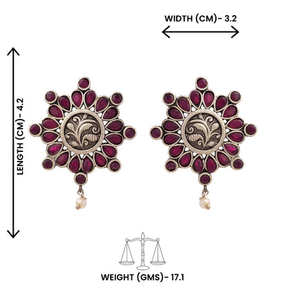 Naadini- Silver Brass Pearl stud earrings