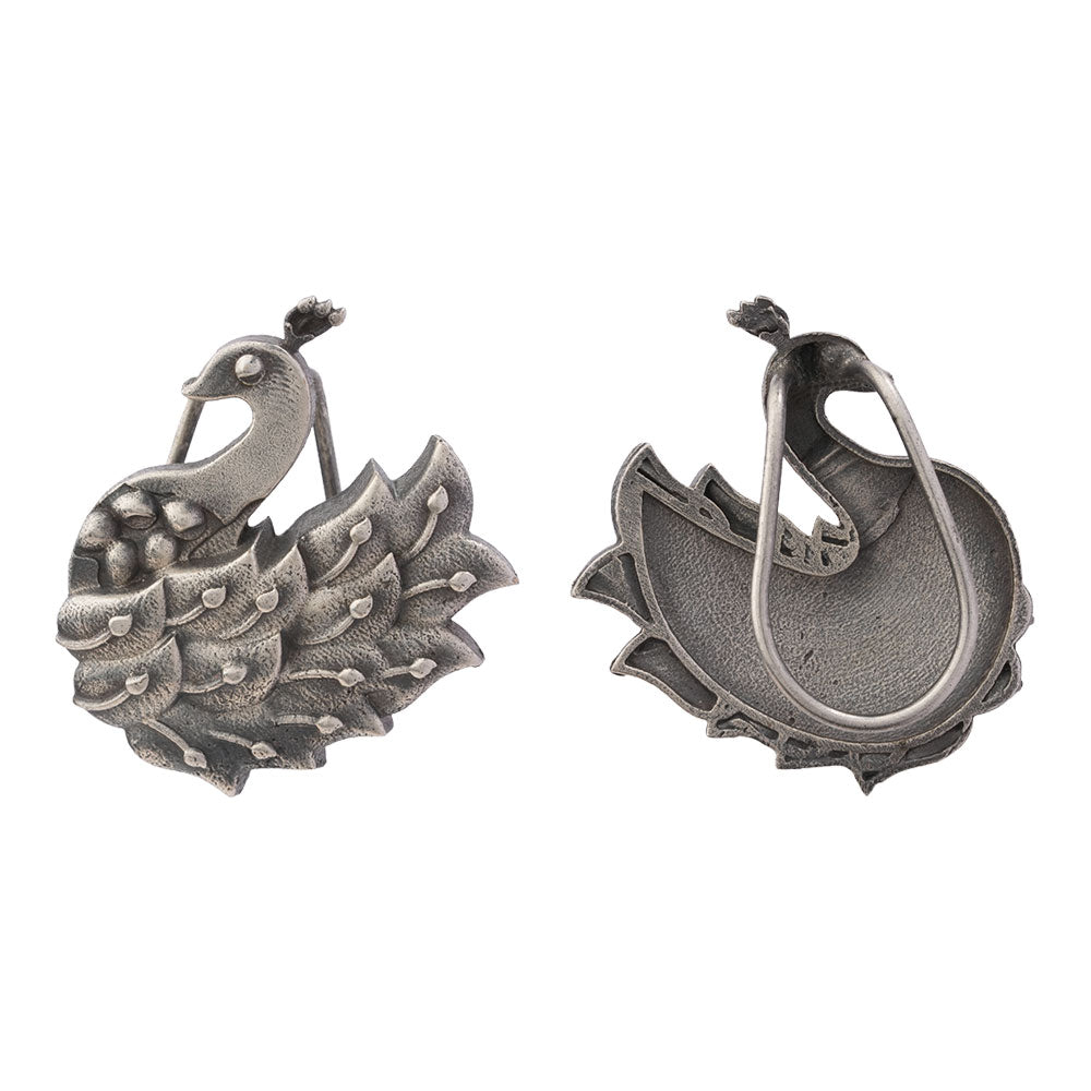 MorSundari – Silver Brass Oxidised Ear Cuff Stud Earrings