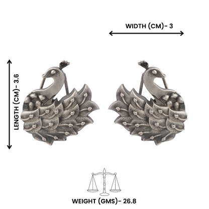 MorSundari – Silver Brass Oxidised Ear Cuff Stud Earrings