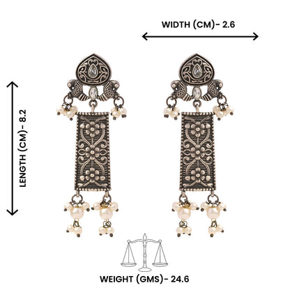 Aamulya- Silver Brass Pearl dangler earrings