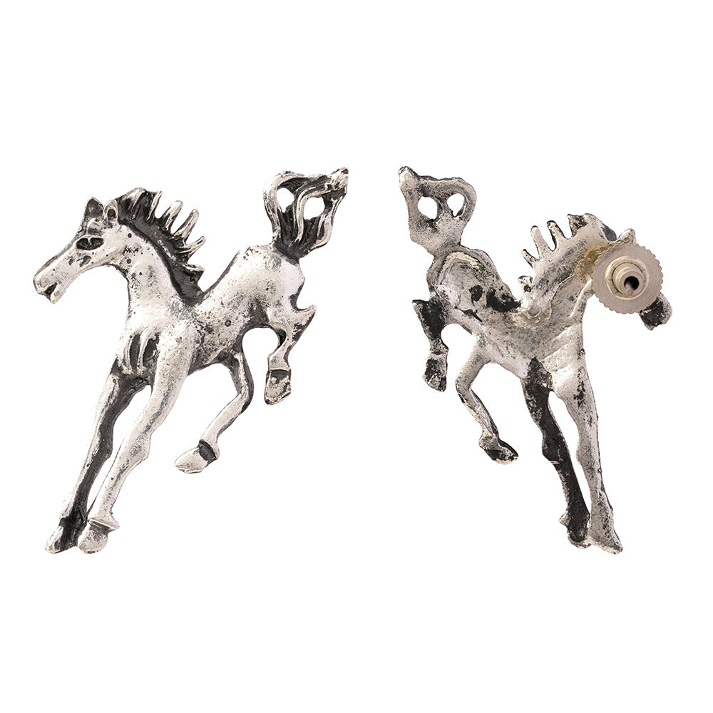Ashva- Silver Brass oxidised stud earrings