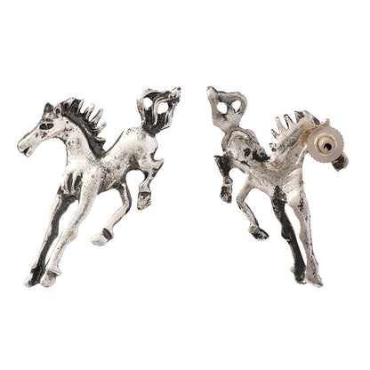 Ashva- Silver Brass oxidised stud earrings