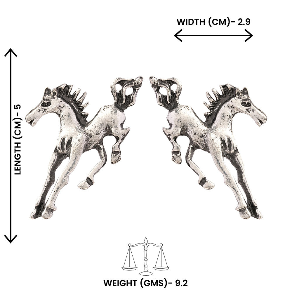 Ashva- Silver Brass oxidised stud earrings