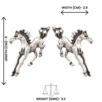 Ashva- Silver Brass oxidised stud earrings