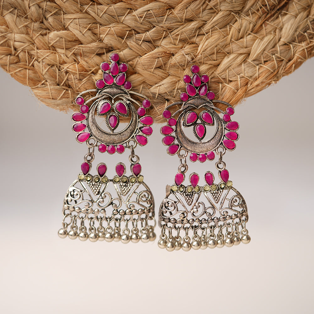Viyona- Silver Brass ghunghroo dangler earrings