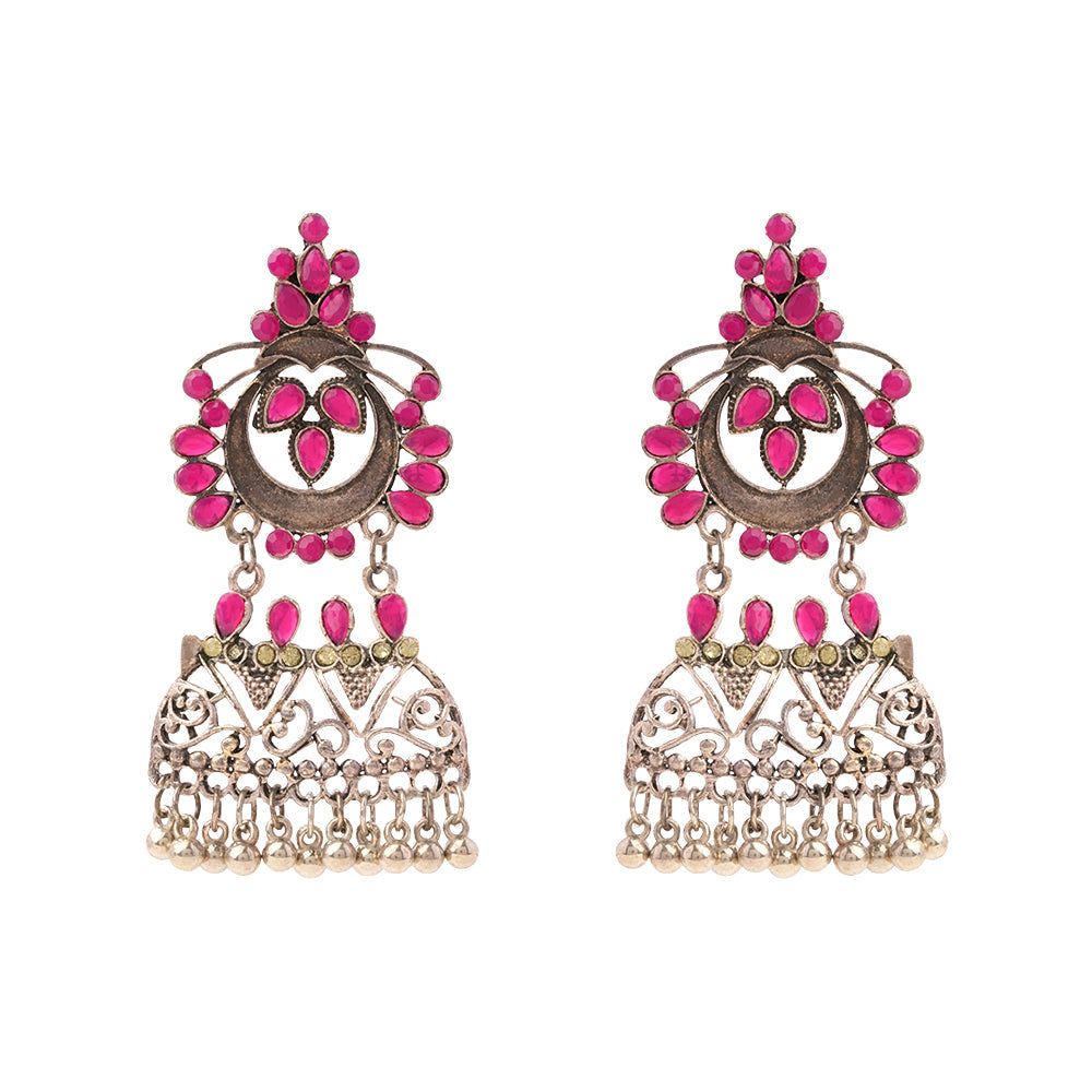 Viyona- Silver Brass ghunghroo dangler earrings