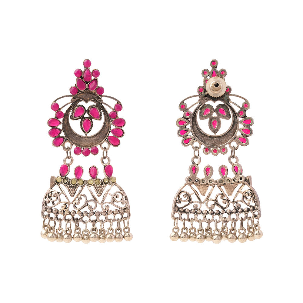 Viyona- Silver Brass ghunghroo dangler earrings