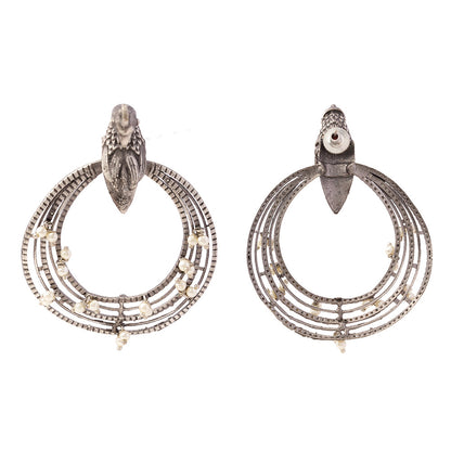 Rupantar- Silver Brass Oxidised dangler earrings