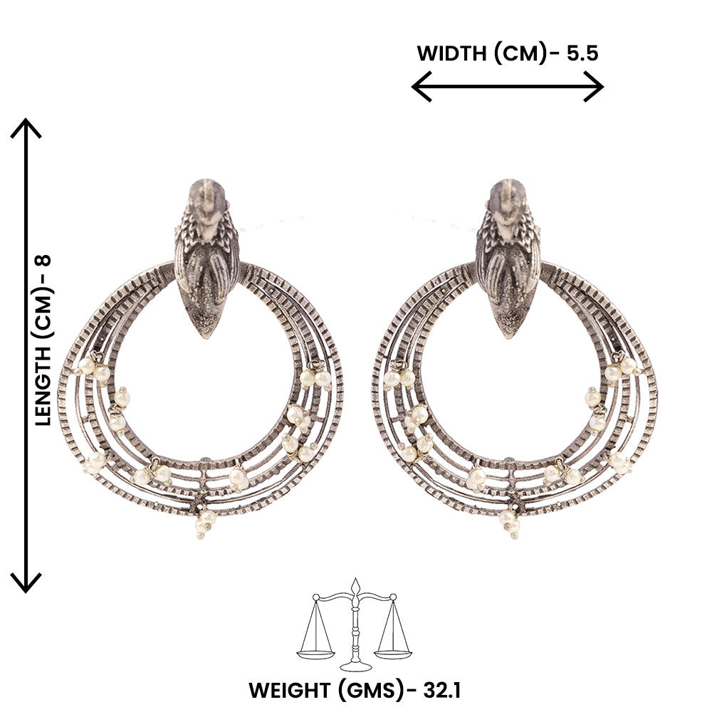 Rupantar- Silver Brass Oxidised dangler earrings