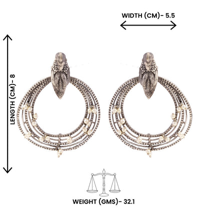 Rupantar- Silver Brass Oxidised dangler earrings