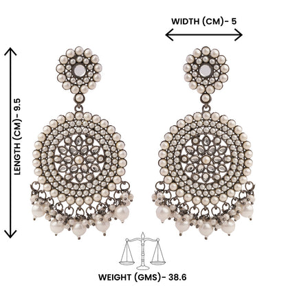 Mukta- Silver Brass Pearl dangler earrings