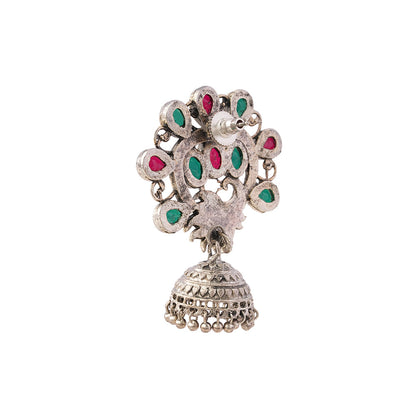 Ratnamor- Silver Brass Oxidised Jhumka earrings