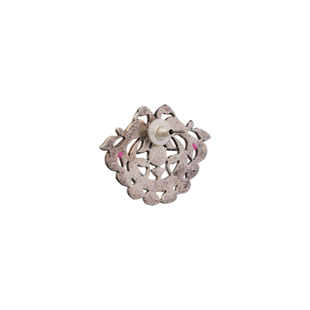 Gulzar- Silver Oxidised Stone-Studded studs