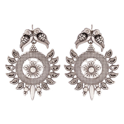 Udaan- Silver Brass Oxidised dangler earrings