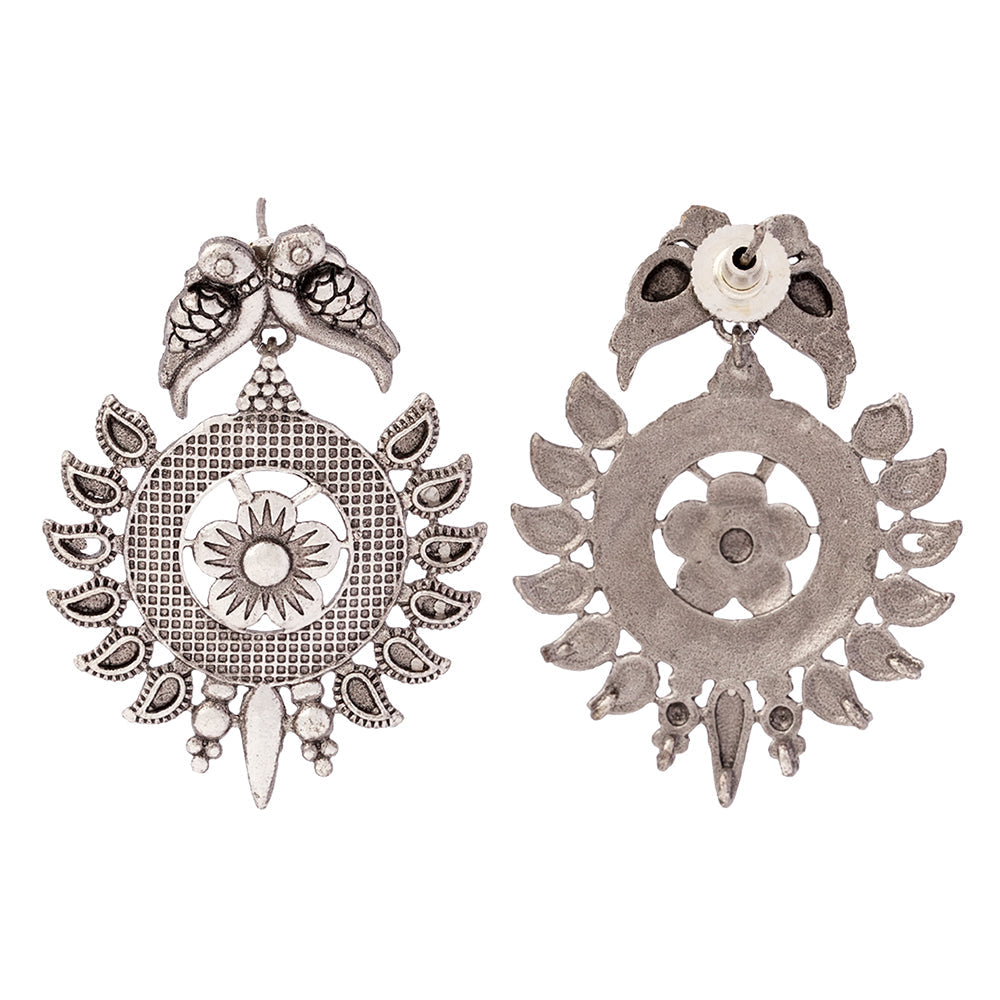 Udaan- Silver Brass Oxidised dangler earrings