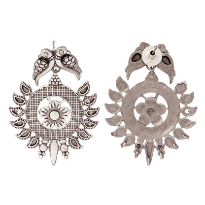 Udaan- Silver Brass Oxidised dangler earrings