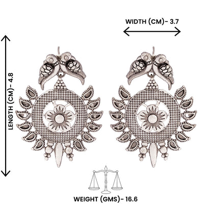 Udaan- Silver Brass Oxidised dangler earrings