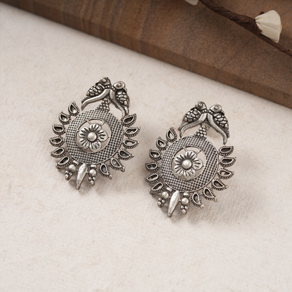 Udaan- Silver Brass Oxidised dangler earrings