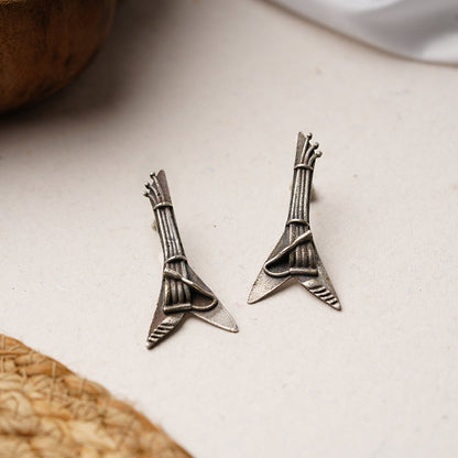 Ragini- Silver Brass oxidised stud earrings