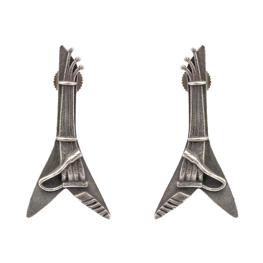 Ragini- Silver Brass oxidised stud earrings