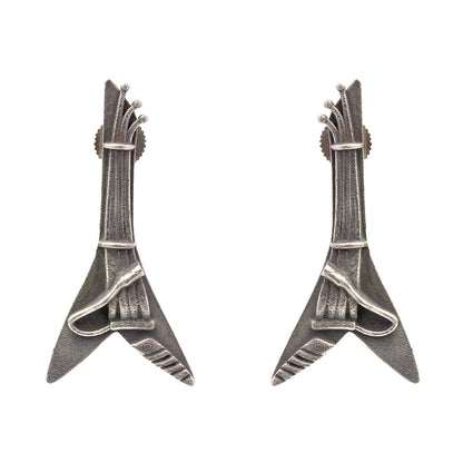 Ragini- Silver Brass oxidised stud earrings