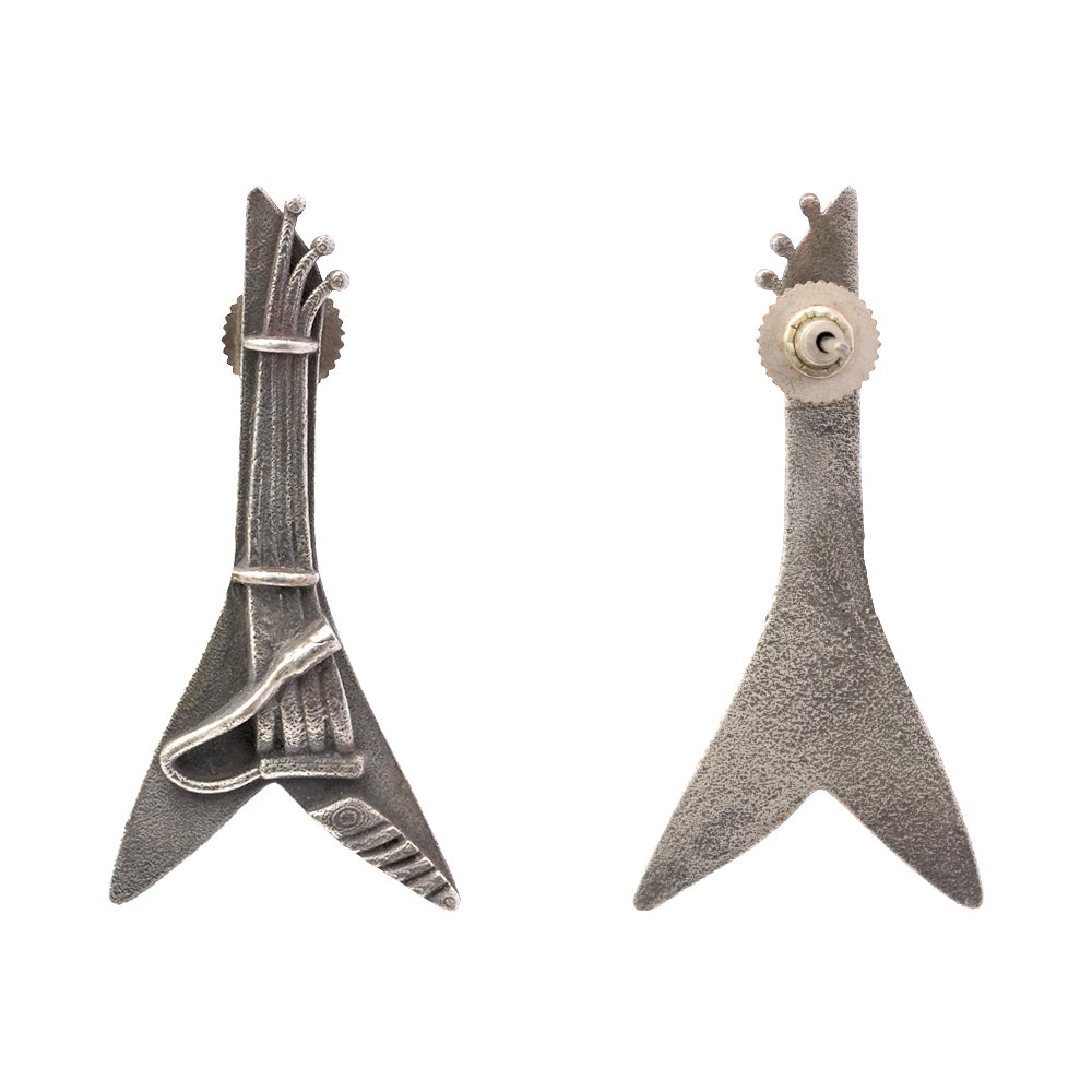 Ragini- Silver Brass oxidised stud earrings
