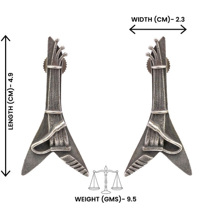 Ragini- Silver Brass oxidised stud earrings