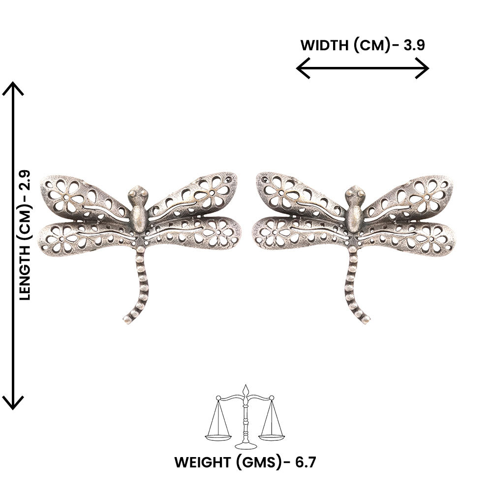 Vanyja- Silver Brass oxidised stud earrings