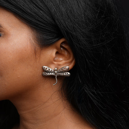 Vanyja- Silver Brass oxidised stud earrings