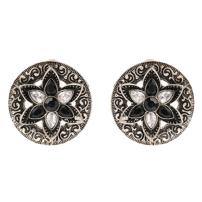 Gulmira- Silver oxidised stud earrings