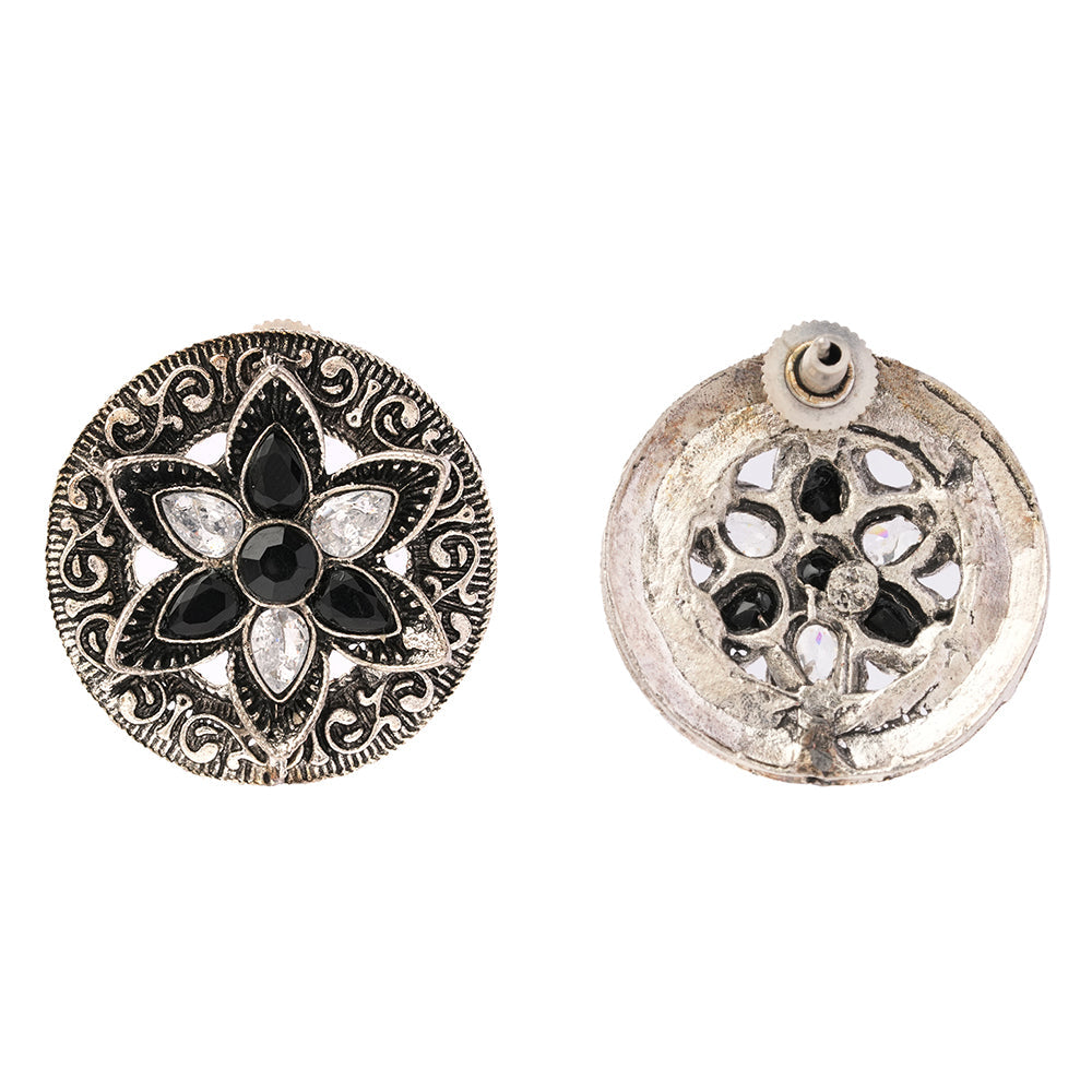 Gulmira- Silver oxidised stud earrings
