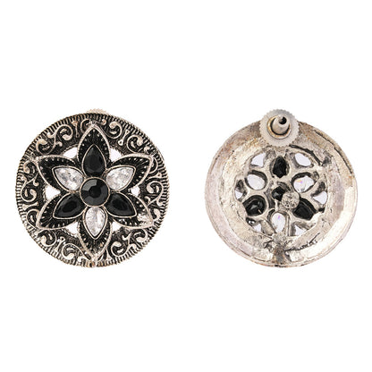 Gulmira- Silver oxidised stud earrings