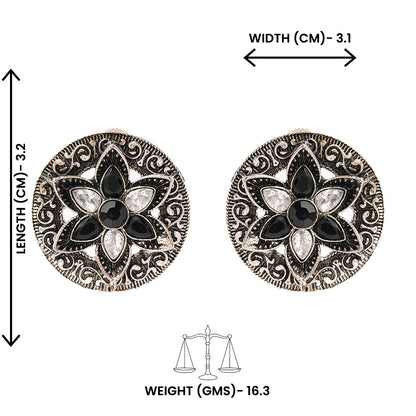 Gulmira- Silver oxidised stud earrings