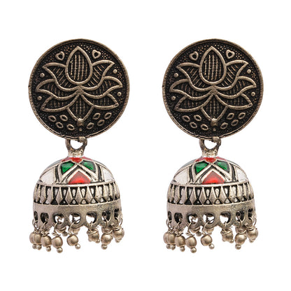 Kalika- Silver Brass Pearl dangler earrings