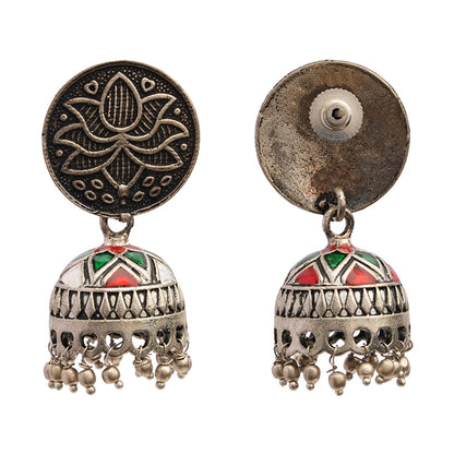 Kalika- Silver Brass Pearl dangler earrings