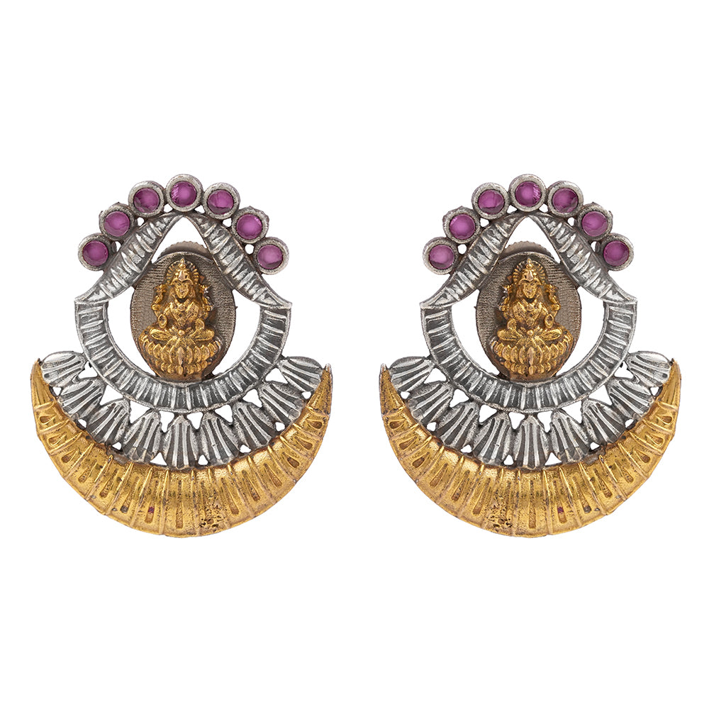 Vishnupriya- Silver Brass Oxidised dangler earrings