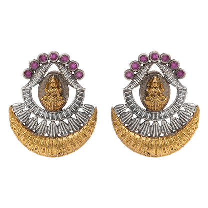 Vishnupriya- Silver Brass Oxidised dangler earrings