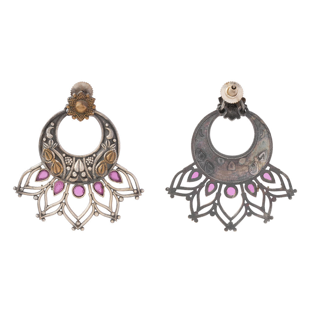 Ambuj- Silver Brass Oxidised dangler earrings