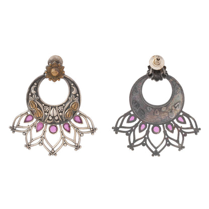 Ambuj- Silver Brass Oxidised dangler earrings