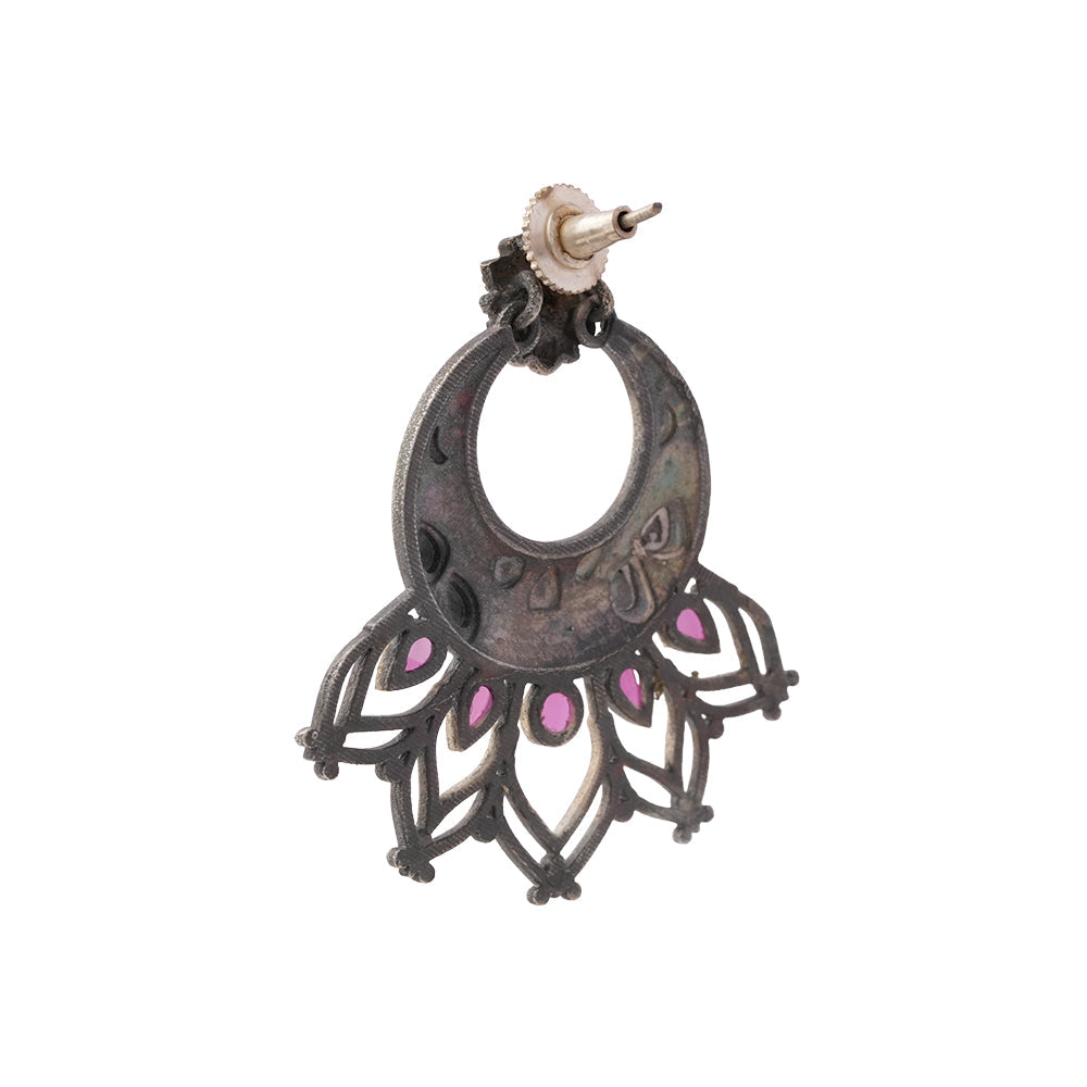 Ambuj- Silver Brass Oxidised dangler earrings