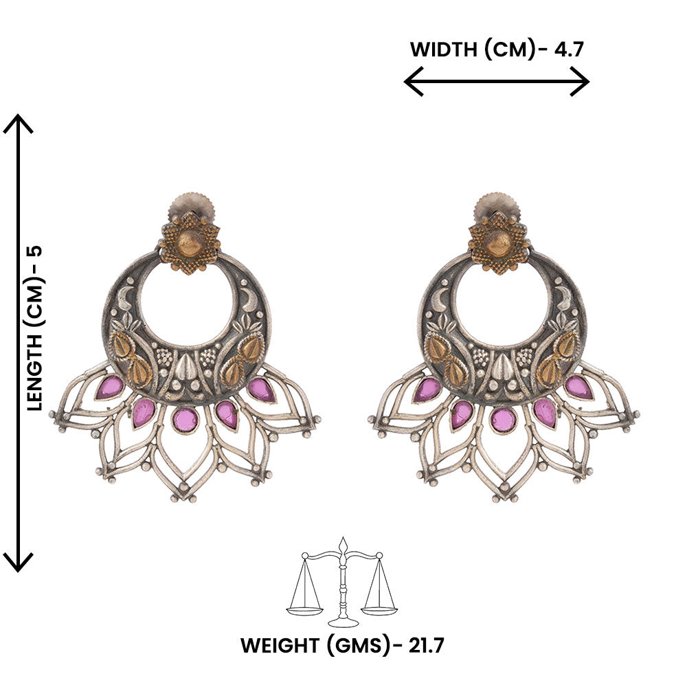 Ambuj- Silver Brass Oxidised dangler earrings