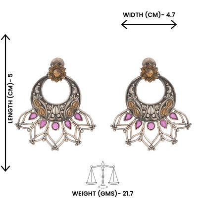 Ambuj- Silver Brass Oxidised dangler earrings